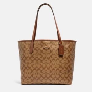 NWT Coach Signature Coated Canvas City Tote Bag